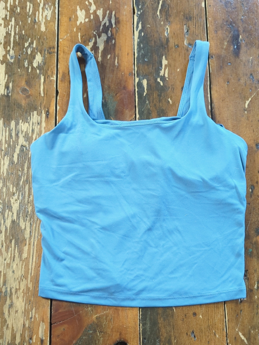 Women’s Square-Neck Crop Tank/Sports Bra Top in Light Blue